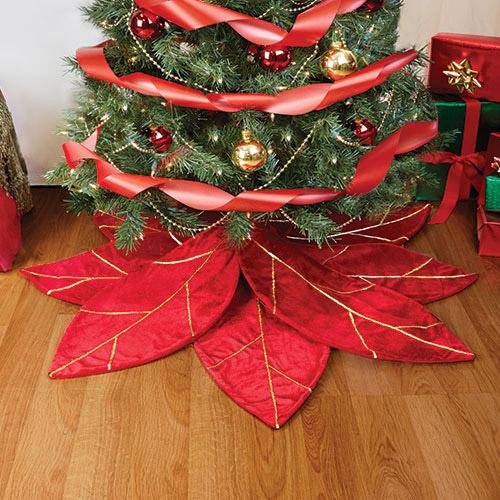 Codream 50 Christmas Tree Skirt Cotton Burlap Jingle Bells Pattern Holiday Decor Xmas Tree Skirt Extra Large Round Red 